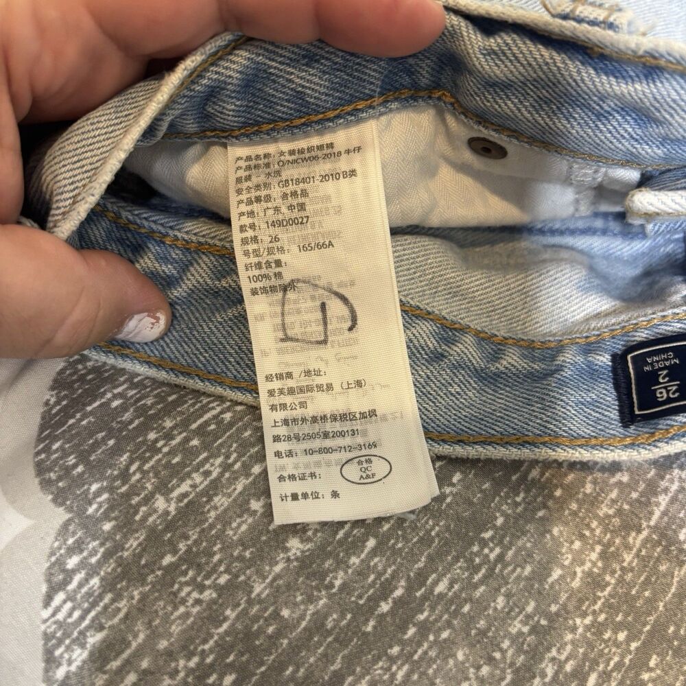 Abercrombie & Fitch a&f Annie High Rise Denim Shorts 26/2 Cuffed Light Wash - Picture 4 of 9